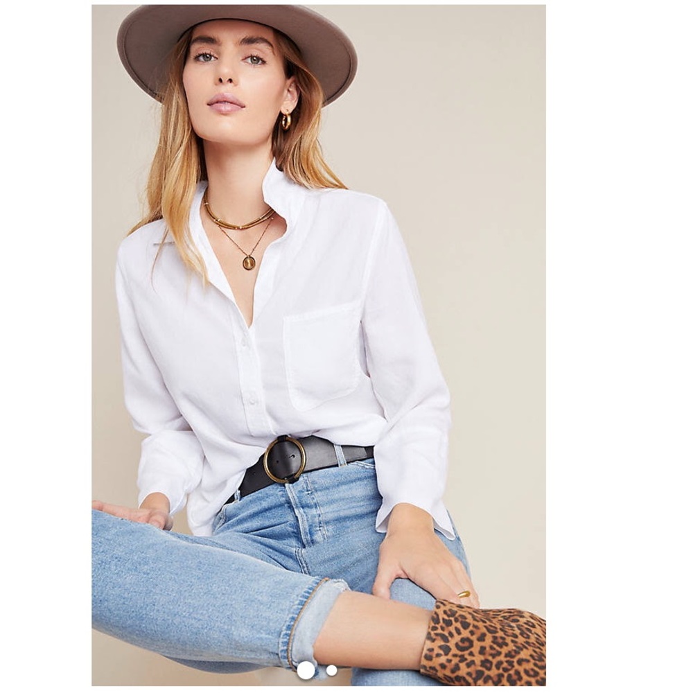 Anthropologie | Cloth and Stone - Esme White Button Shirt Size L